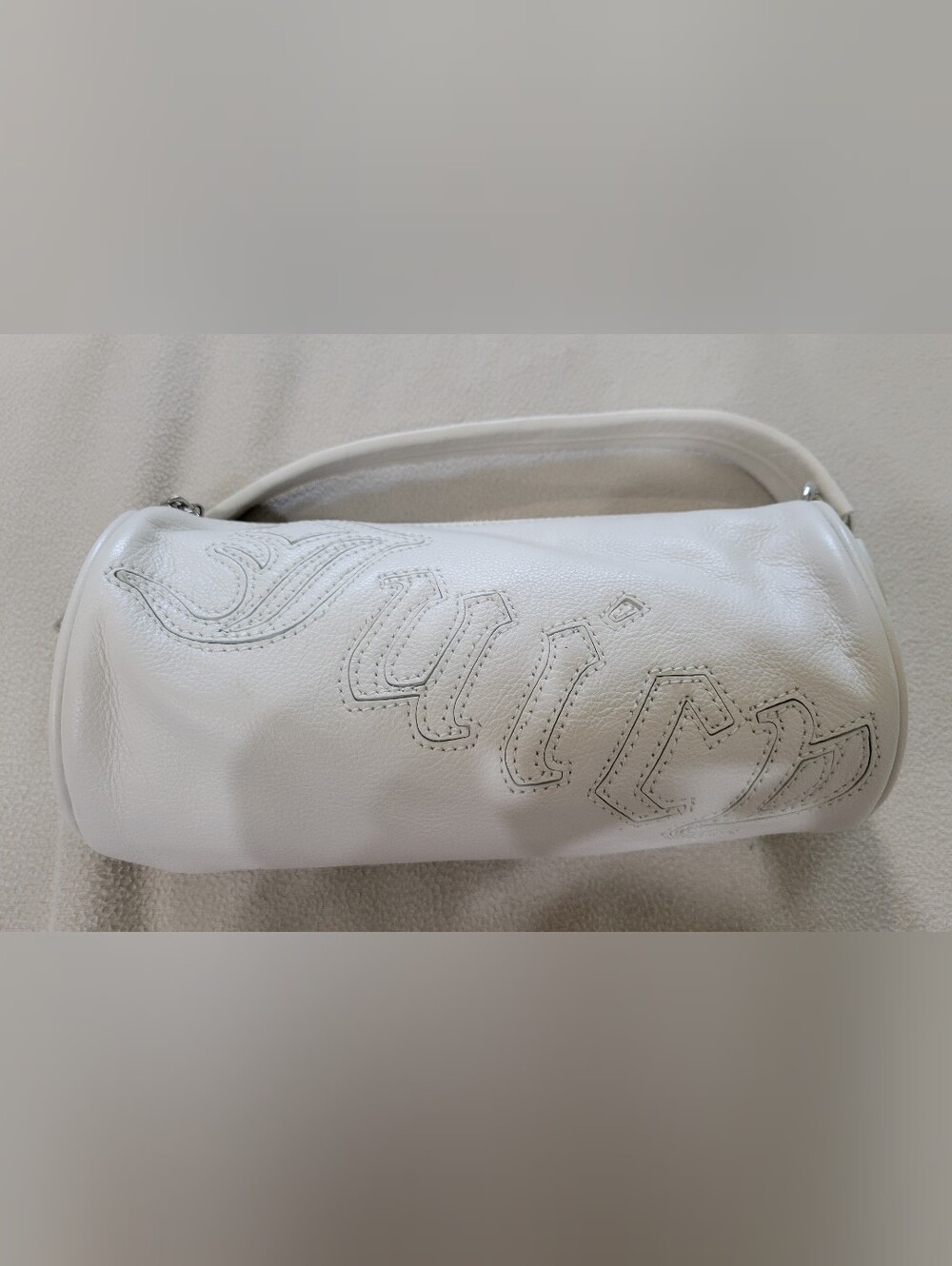 Vintage Juicy Couture White Leather Logo Barrel Bag